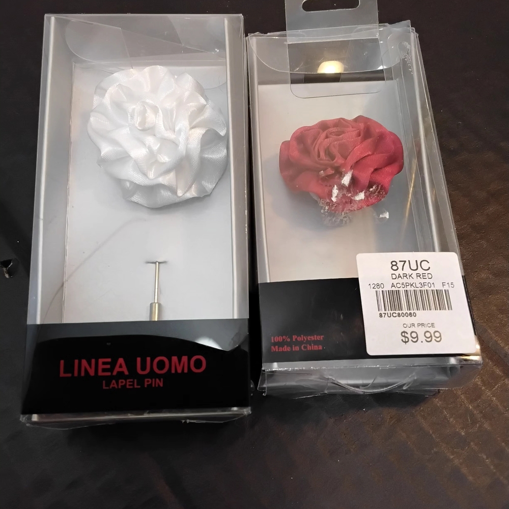 Linea Uomo White and Red Pocket Square Set